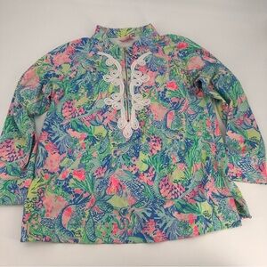 Lilly Pulitzer Mermaid’s Cove Popover Pullover Size XL FLAW